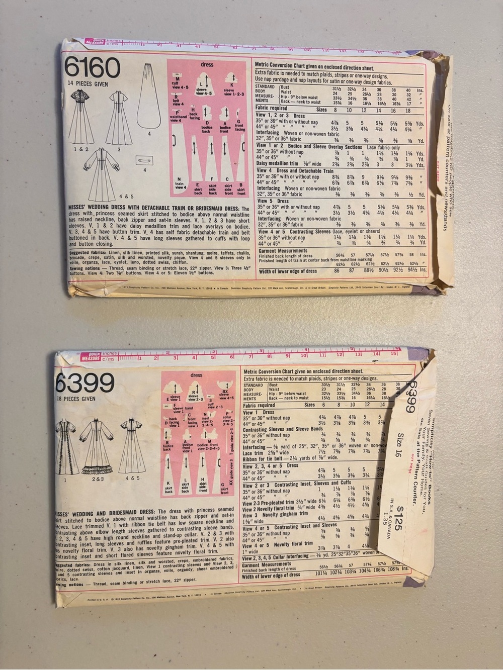 Simplicity Vintage Sewing Pattern Pack - Bridal and Formal Dresses set/2
#5 - Picture 2 of 2